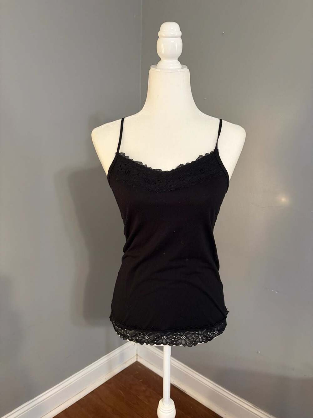 Cato Women's Lace-Trim Camisole Top, Black, Small